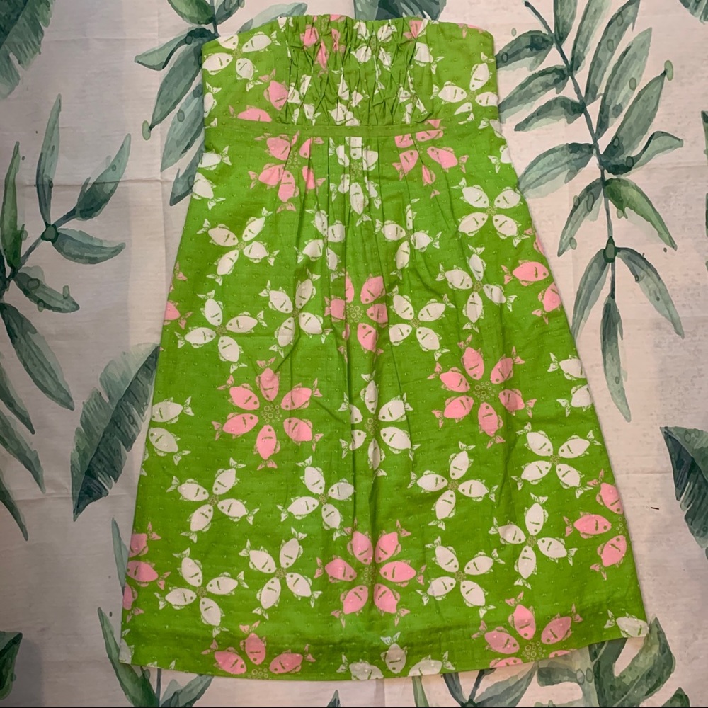 Lilly Pulitzer Fish Print Strapless Dress